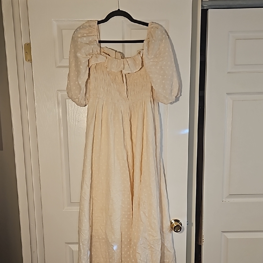 White/cream ruffle dress